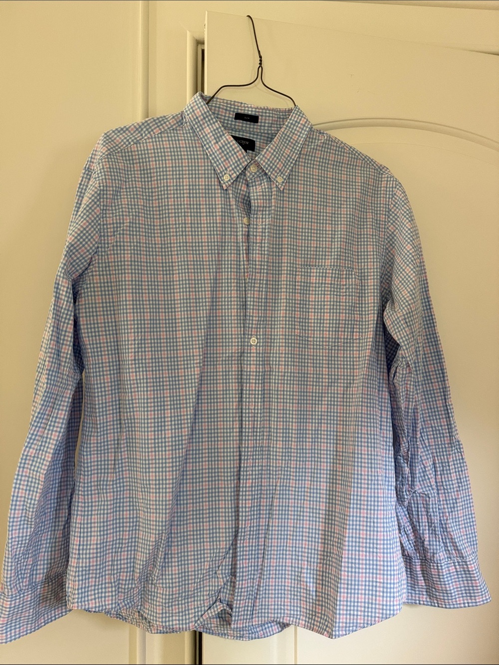 J. Crew Blue and Pink Plaid Button-Down Shirt